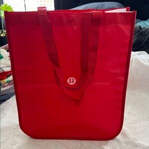 Lululemon Red and White Mesh Tote